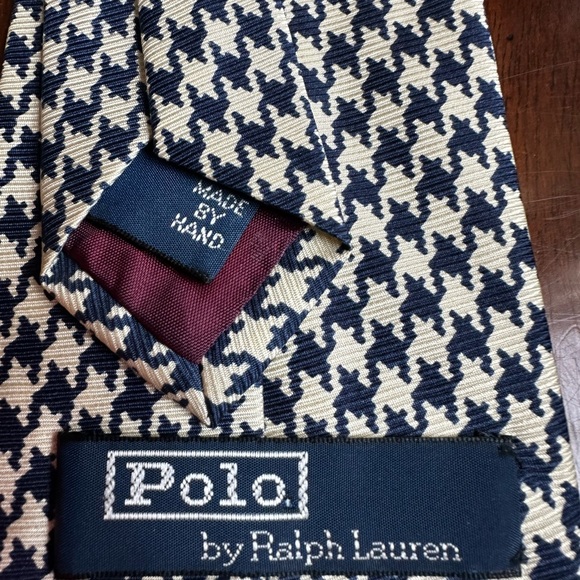 Polo Ralph Lauren blue/white checked tie - Picture 2 of 5